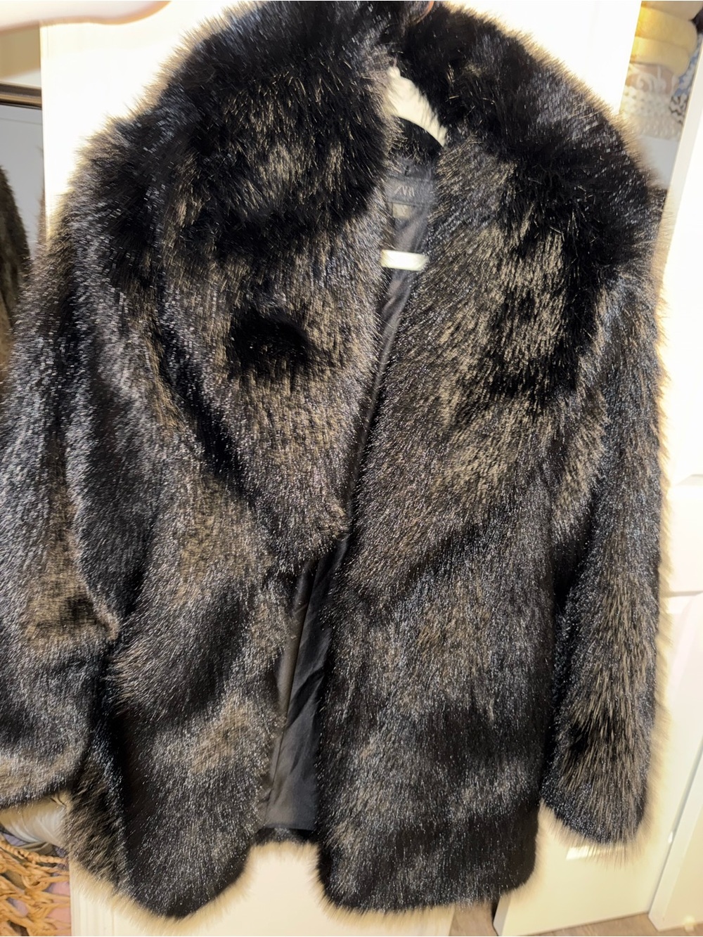 Black Faux Fur Women's Coat